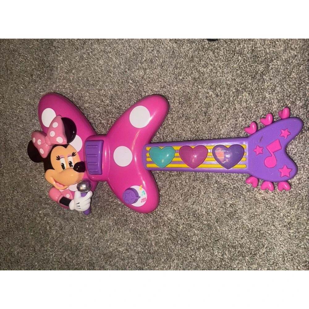 Disney Minnie Mouse Rockin Bow-Tique Guitar Toy WORKS Plays Music Talks